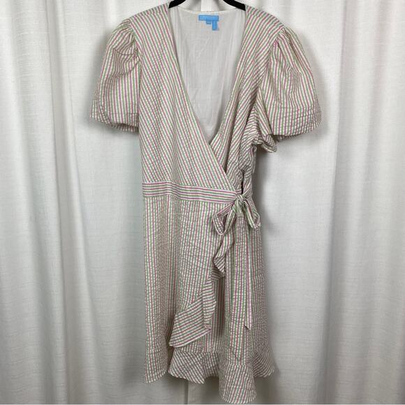 Draper James RSVP Pink&Green Stripe Wrap Dress Sz.XXL NWT - Picture 4 of 16